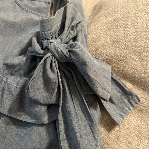 CONSIGNED Sea New York Denim Cold Shoulder Bow Tie Top - Picture 4 of 4